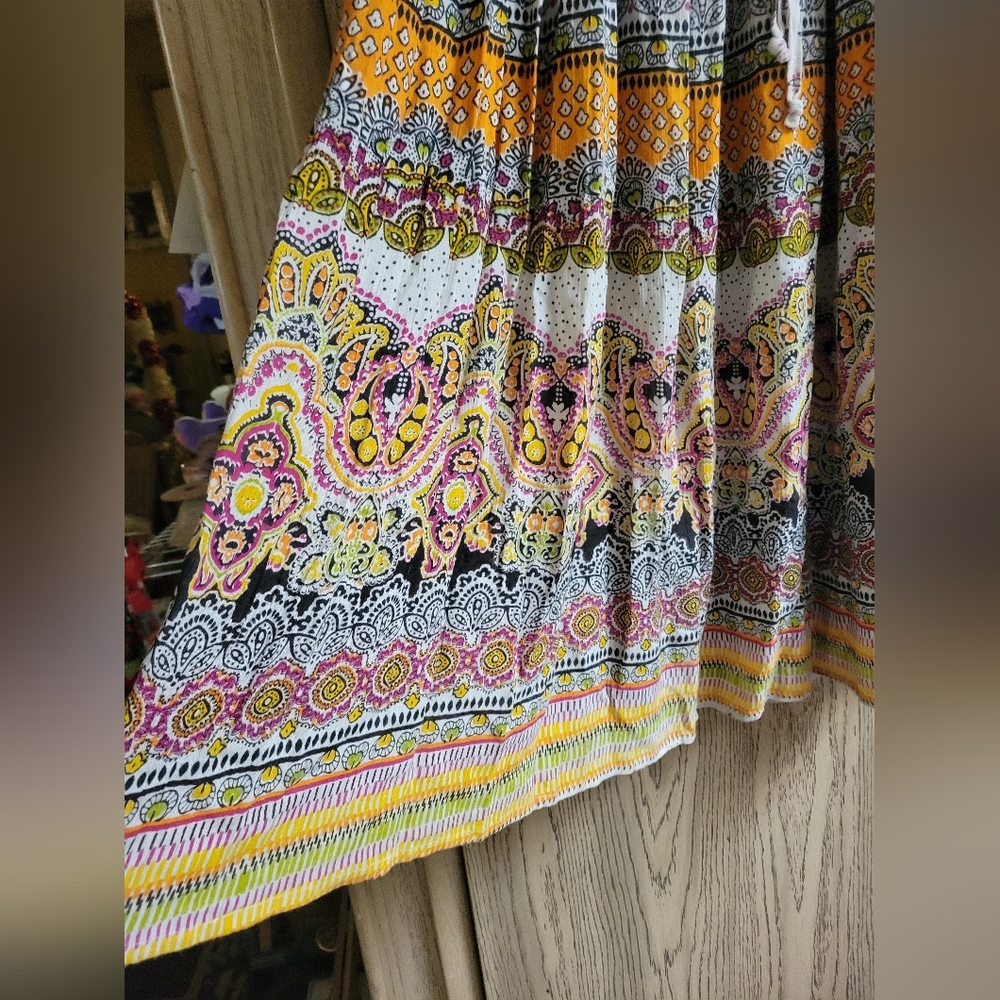 VTG Y2K Maxi Skirt India Eastern Print Festival Fairy Gypsy Boho Floral Flowy M - Picture 5 of 11